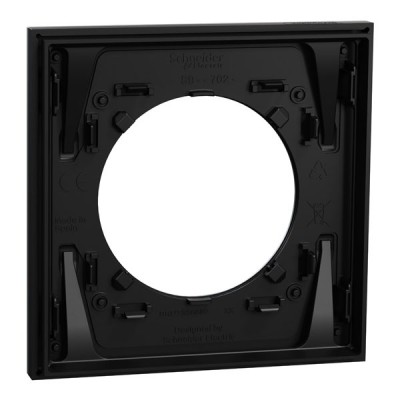 Schneider Odace Métal - plaque de finition 1 poste - effet Aluminium support noir - Réf : S913702
