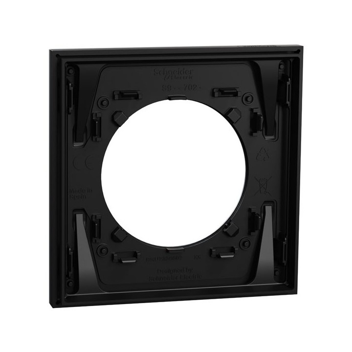 Schneider Odace Métal - plaque de finition 1 poste - effet Aluminium support noir - Réf : S913702