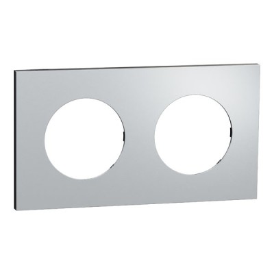 Schneider Odace Métal - plaque de finition 2 postes - effet Aluminium support noir - Réf : S913704