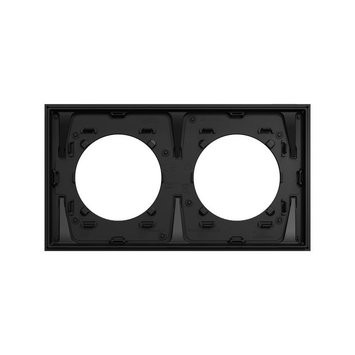 Schneider Odace Métal - plaque de finition 2 postes - effet Aluminium support noir - Réf : S913704
