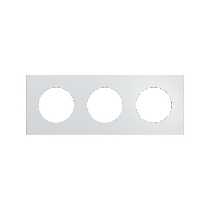 Schneider Odace Métal - plaque de finition 3 postes - effet Aluminium support noir - Réf : S913706