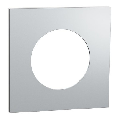 Schneider Odace Métal - plaque de finition 1 poste - effet Aluminium support blanc - Réf : S914702