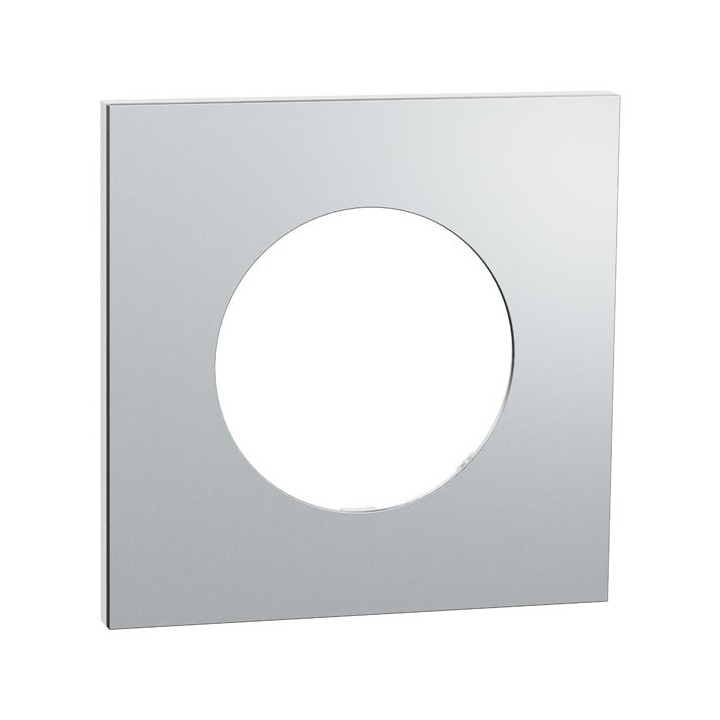 Schneider Odace Métal - plaque de finition 1 poste - effet Aluminium support blanc - Réf : S914702