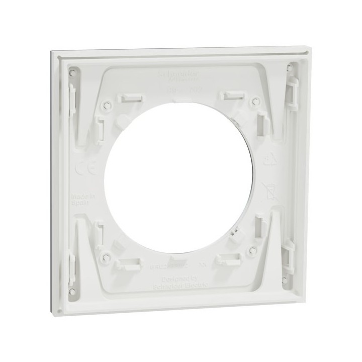 Schneider Odace Métal - plaque de finition 1 poste - effet Aluminium support blanc - Réf : S914702