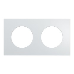 Schneider Odace Métal - plaque de finition 2 postes - effet Aluminium support blanc - Réf : S914704