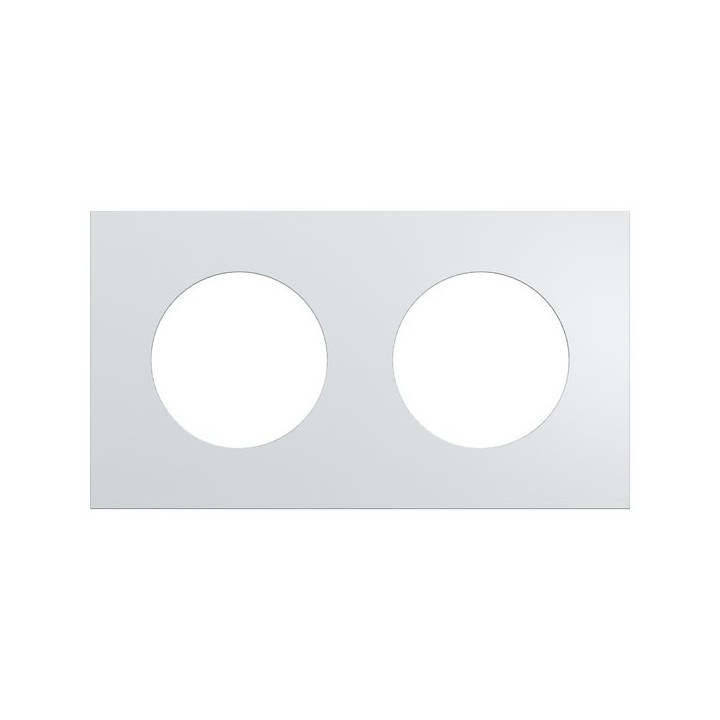 Schneider Odace Métal - plaque de finition 2 postes - effet Aluminium support blanc - Réf : S914704