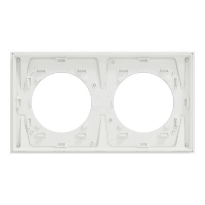 Schneider Odace Métal - plaque de finition 2 postes - effet Aluminium support blanc - Réf : S914704
