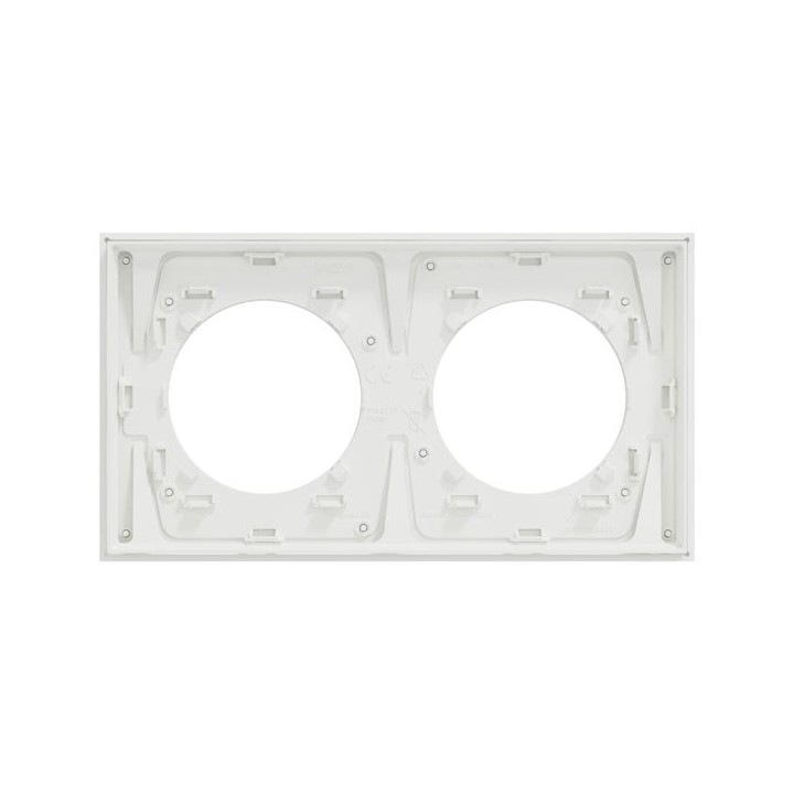Schneider Odace Métal - plaque de finition 2 postes - effet Aluminium support blanc - Réf : S914704