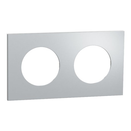 Enjoliveur Schneider Odace S530908W - Plaque Finition Support Alu 4 Postes (Verre/Alu) - Neuf
