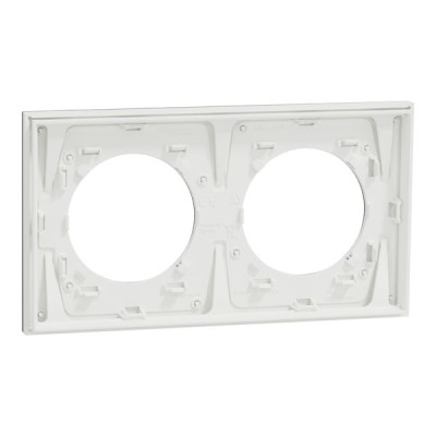 Schneider Odace Métal - plaque de finition 2 postes - effet Aluminium support blanc - Réf : S914704