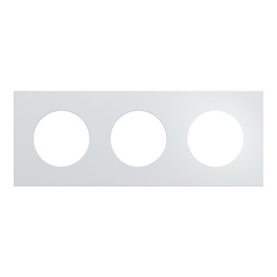 Schneider Odace Métal - plaque de finition 3 postes - effet Aluminium support blanc - Réf : S914706