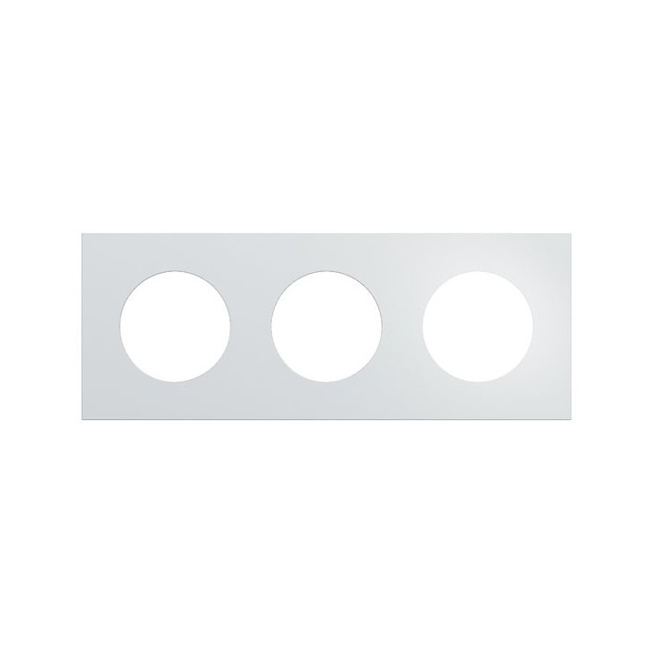 Schneider Odace Métal - plaque de finition 3 postes - effet Aluminium support blanc - Réf : S914706