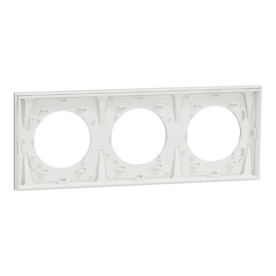 Schneider Odace Métal - plaque de finition 3 postes - effet Aluminium support blanc - Réf : S914706