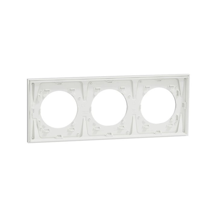 Schneider Odace Métal - plaque de finition 3 postes - effet Aluminium support blanc - Réf : S914706