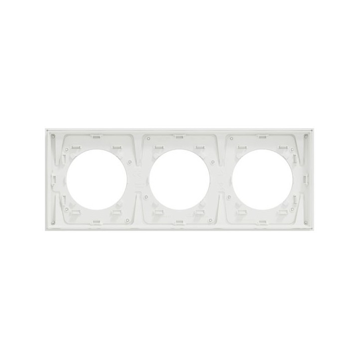 Schneider Odace Métal - plaque de finition 3 postes - effet Aluminium support blanc - Réf : S914706