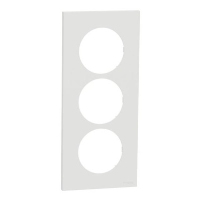 Schneider Odace - plaque de finition 3 postes entraxe spécifique 57mm - Blanc craie - Réf : S920716