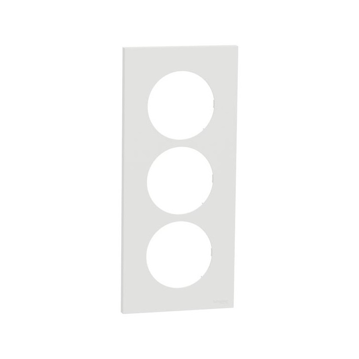 Schneider Odace - plaque de finition 3 postes entraxe spécifique 57mm - Blanc craie - Réf : S920716