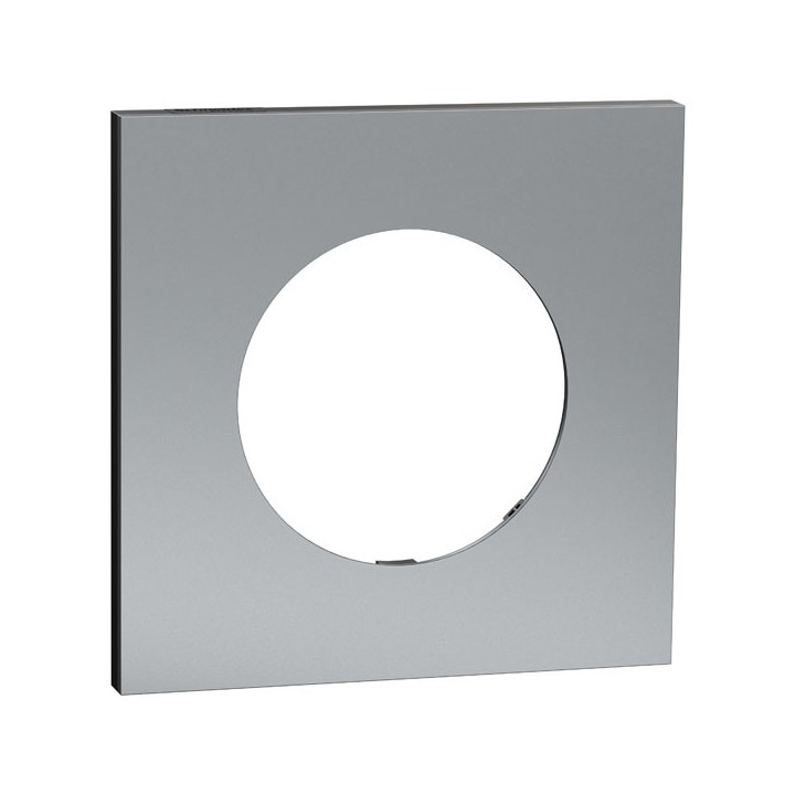 Schneider Odace Métal - plaque de finition 1 poste - effet Titane support noir - Réf : S915702