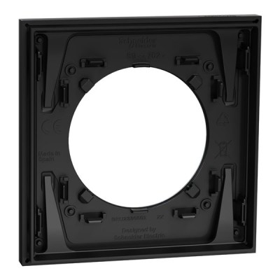 Schneider Odace Métal - plaque de finition 1 poste - effet Titane support noir - Réf : S915702