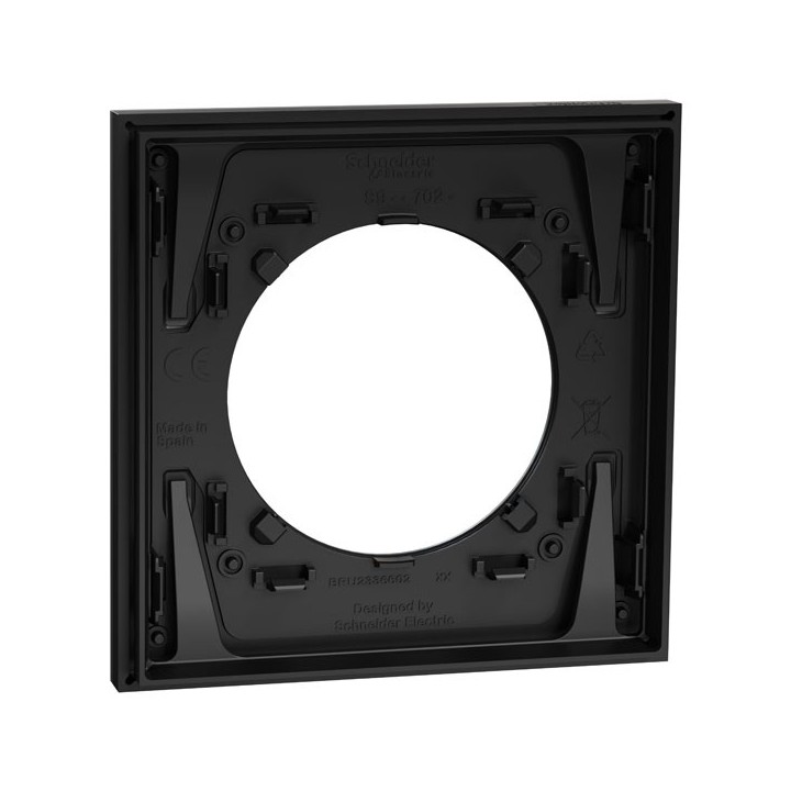 Schneider Odace Métal - plaque de finition 1 poste - effet Titane support noir - Réf : S915702