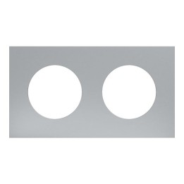 Schneider Odace Métal - plaque de finition 2 postes - effet Titane support noir - Réf : S915704