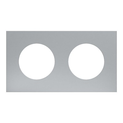 Schneider Odace Métal - plaque de finition 2 postes - effet Titane support noir - Réf : S915704