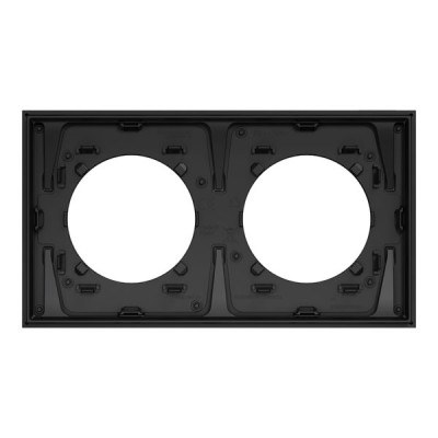 Schneider Odace Métal - plaque de finition 2 postes - effet Titane support noir - Réf : S915704