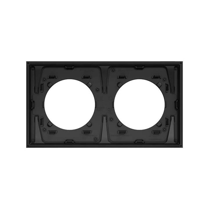 Schneider Odace Métal - plaque de finition 2 postes - effet Titane support noir - Réf : S915704