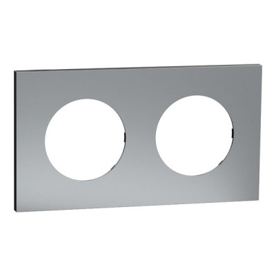 Schneider Odace Métal - plaque de finition 2 postes - effet Titane support noir - Réf : S915704