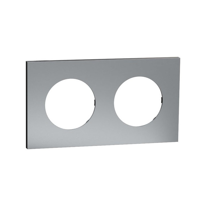 Schneider Odace Métal - plaque de finition 2 postes - effet Titane support noir - Réf : S915704