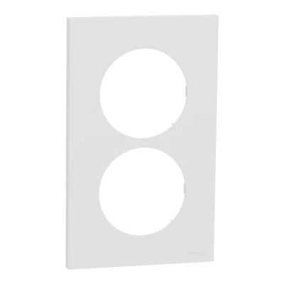 Schneider Odace - plaque de finition 2 postes entraxe spécifique 57mm - Blanc craie - Réf : S920714