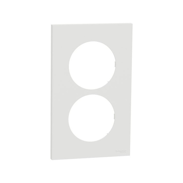 Schneider Odace - plaque de finition 2 postes entraxe spécifique 57mm - Blanc craie - Réf : S920714