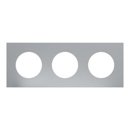 Schneider Odace Métal - plaque de finition 3 postes - effet Titane support noir - Réf : S915706
