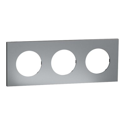 Schneider Odace Métal - plaque de finition 3 postes - effet Titane support noir - Réf : S915706
