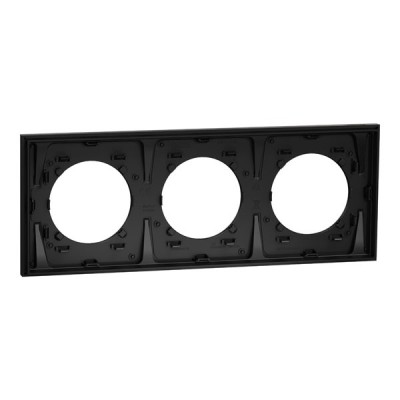 Schneider Odace Métal - plaque de finition 3 postes - effet Titane support noir - Réf : S915706