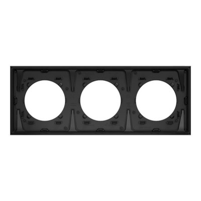 Schneider Odace Métal - plaque de finition 3 postes - effet Titane support noir - Réf : S915706