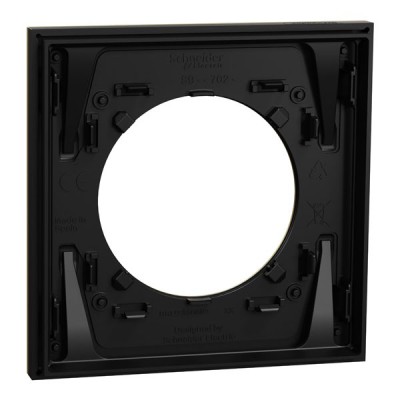 Schneider Odace Métal - plaque de finition 1 poste - effet Laiton support noir - Réf : S916702