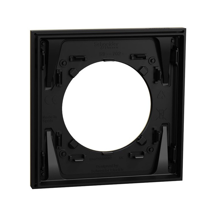 Schneider Odace Métal - plaque de finition 1 poste - effet Laiton support noir - Réf : S916702