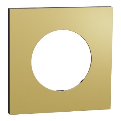 Schneider Odace Métal - plaque de finition 1 poste - effet Laiton support noir - Réf : S916702