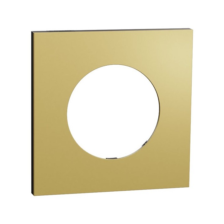Schneider Odace Métal - plaque de finition 1 poste - effet Laiton support noir - Réf : S916702