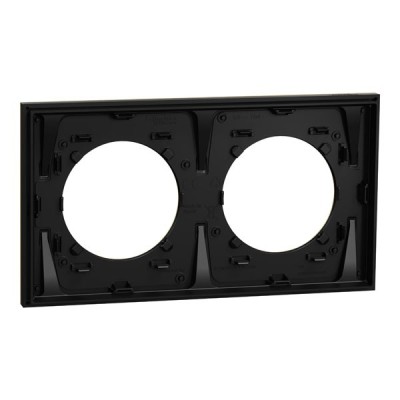 Schneider Odace Métal - plaque de finition 2 postes - effet Laiton support noir - Réf : S916704