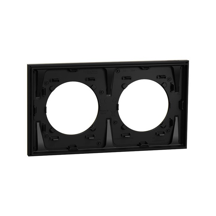Schneider Odace Métal - plaque de finition 2 postes - effet Laiton support noir - Réf : S916704