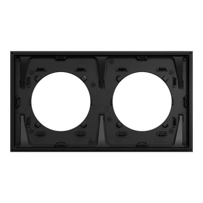 Schneider Odace Métal - plaque de finition 2 postes - effet Laiton support noir - Réf : S916704