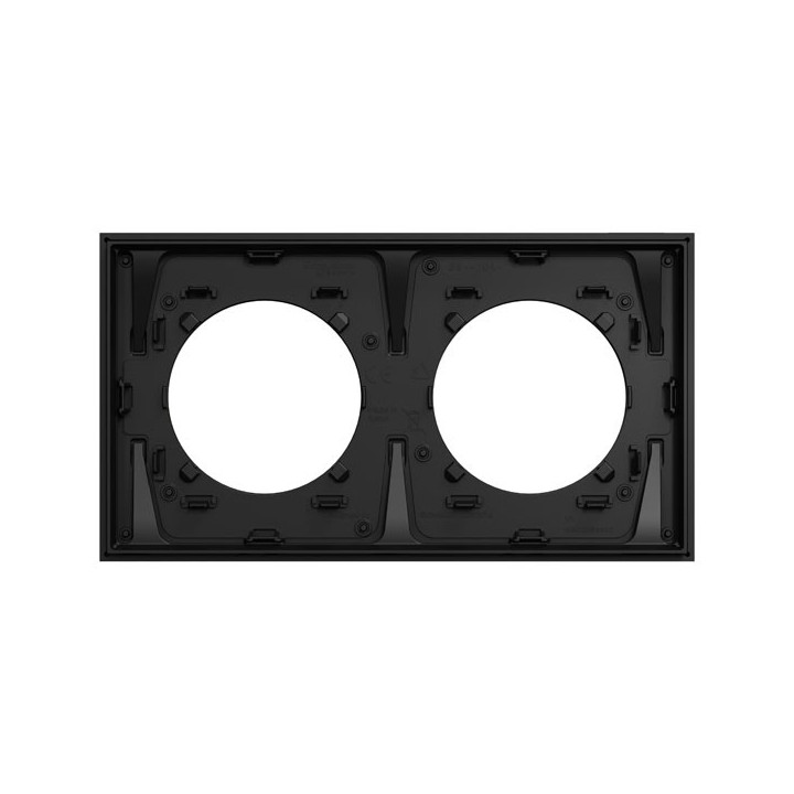 Schneider Odace Métal - plaque de finition 2 postes - effet Laiton support noir - Réf : S916704