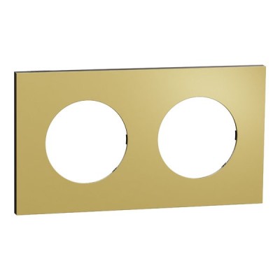 Schneider Odace Métal - plaque de finition 2 postes - effet Laiton support noir - Réf : S916704