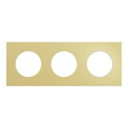 Schneider Odace Métal - plaque de finition 3 postes - effet Laiton support noir - Réf : S916706