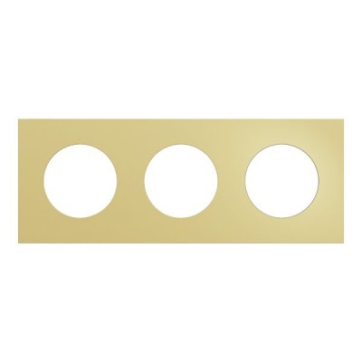 Schneider Odace Métal - plaque de finition 3 postes - effet Laiton support noir - Réf : S916706