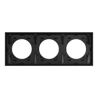 Schneider Odace Métal - plaque de finition 3 postes - effet Laiton support noir - Réf : S916706
