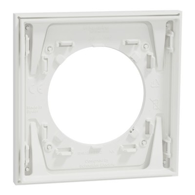 Schneider Odace Métal - plaque de finition 1 poste - effet Céramique Blanc support blanc - Réf : S917702