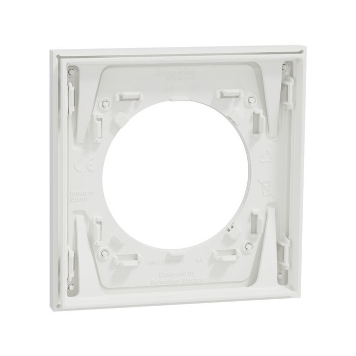 Schneider Odace Métal - plaque de finition 1 poste - effet Céramique Blanc support blanc - Réf : S917702